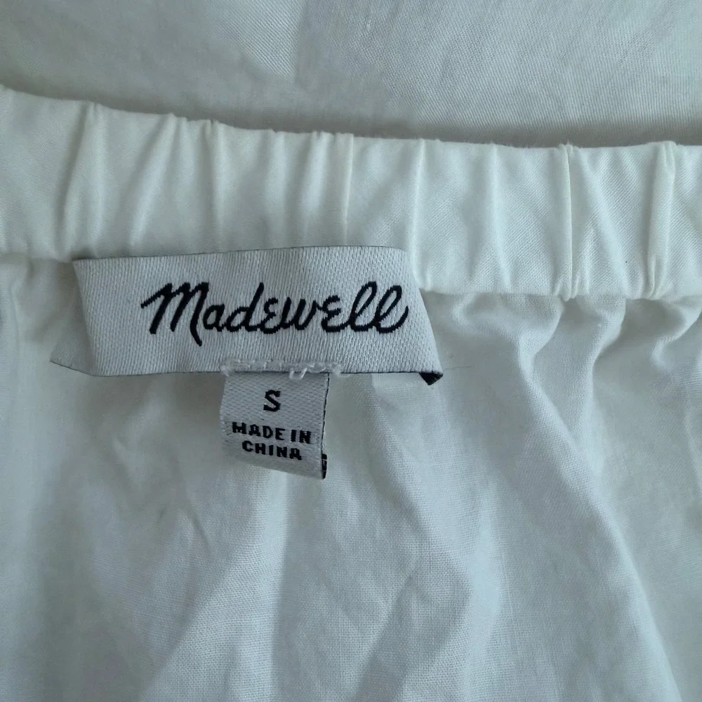 Madewell White Embroidered Off Shoulder Balloon Sleeve Blouse Top‎ Size S - Picture 4 of 6